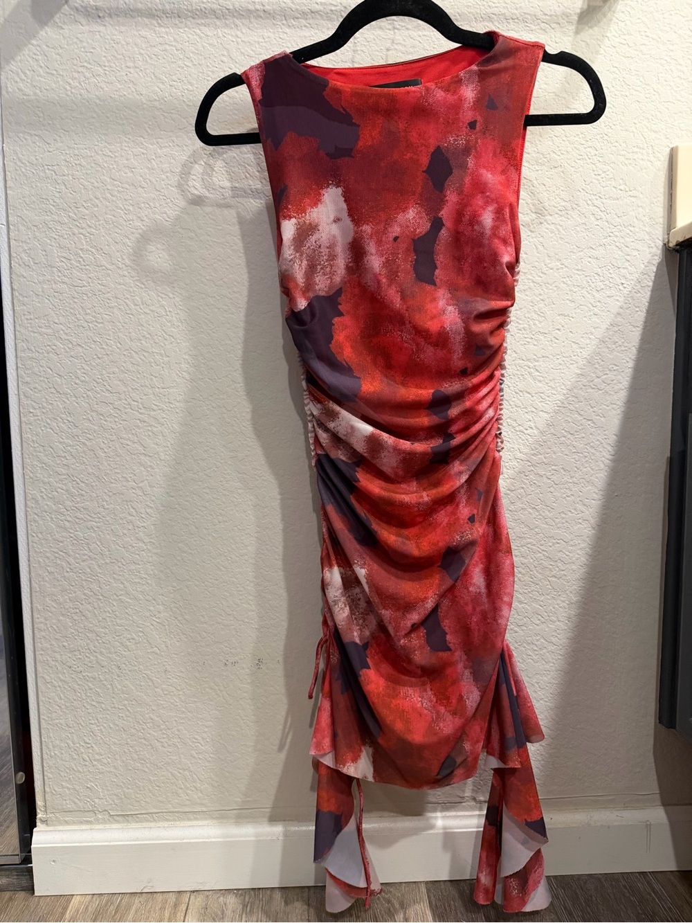 White Fox Boutique Red & Purple Ruched Mini Dress